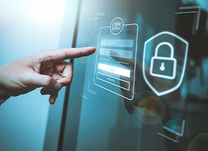 Finger touching a secure locked screen